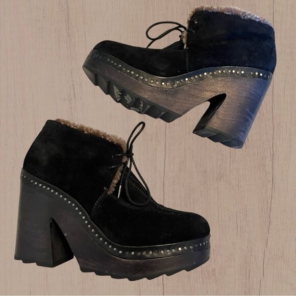 rag & bone Shoes - Rag & Bone high platform chunky boots suede and Sherpa lined